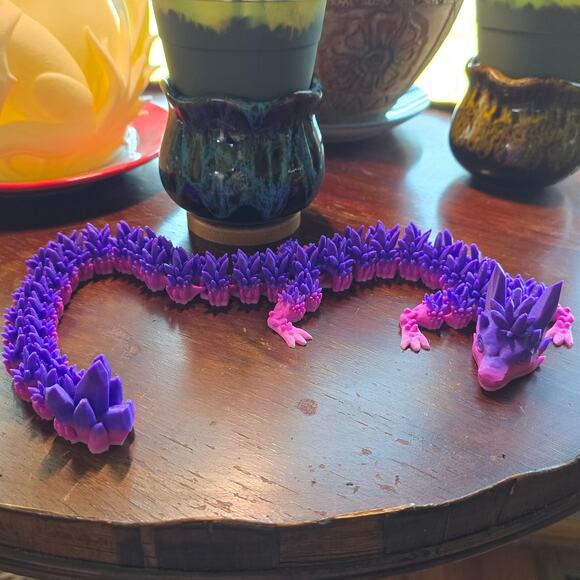 Articulated Dragon Movable Spiny Texture Fantasy Office Art Fidget Toy 3D Purple - Picture 1 of 5